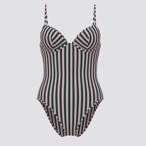 Victoria's Secret Striped Pink and Green One Piece Swimsuit